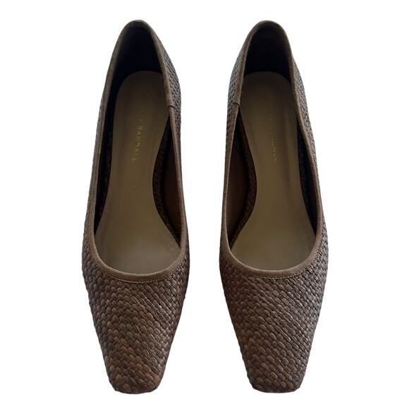 Loeffler Randall Nerine Brown Woven Raffia Square Toe Block Heel Pumps 10B - Picture 9 of 16